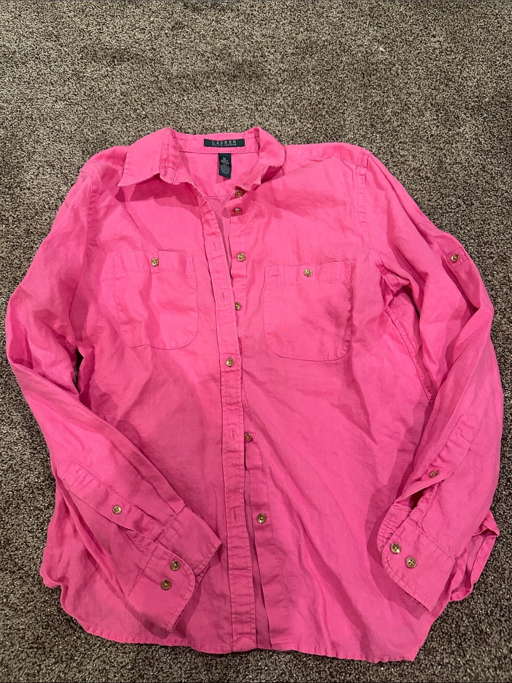 Lauren Ralph Lauren Bright Pink Button-Front Shirt